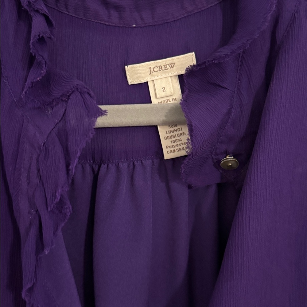J. Crew Deep Purple Ruffle Blouse - Picture 2 of 3